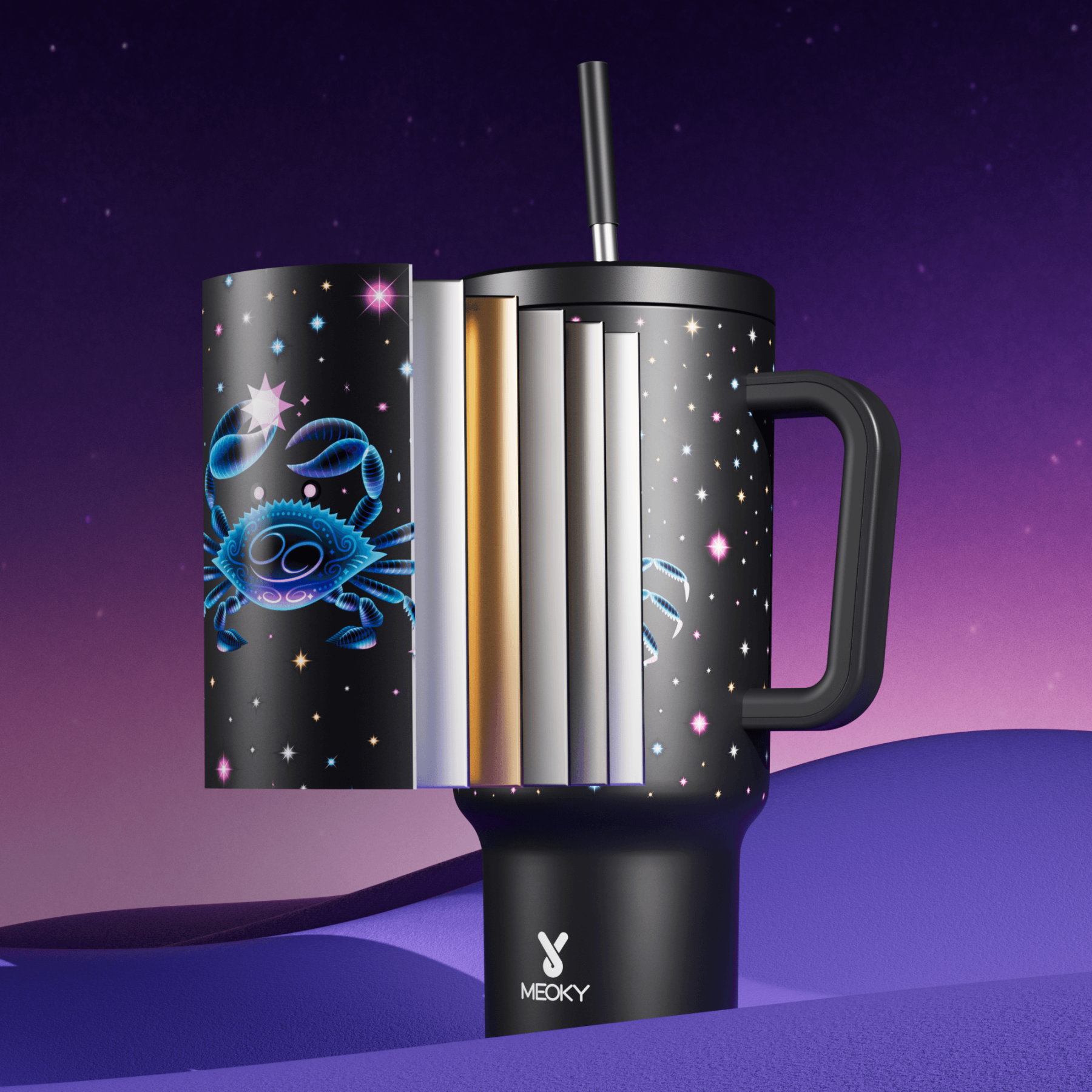 40oz Tumbler With Straw Zodiac Collection-CANCER
