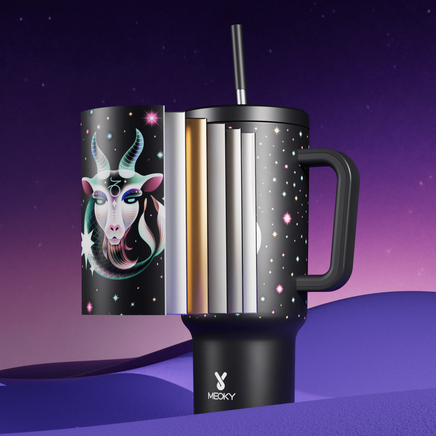 40oz Tumbler With Straw Zodiac Collection-CAPRICORN