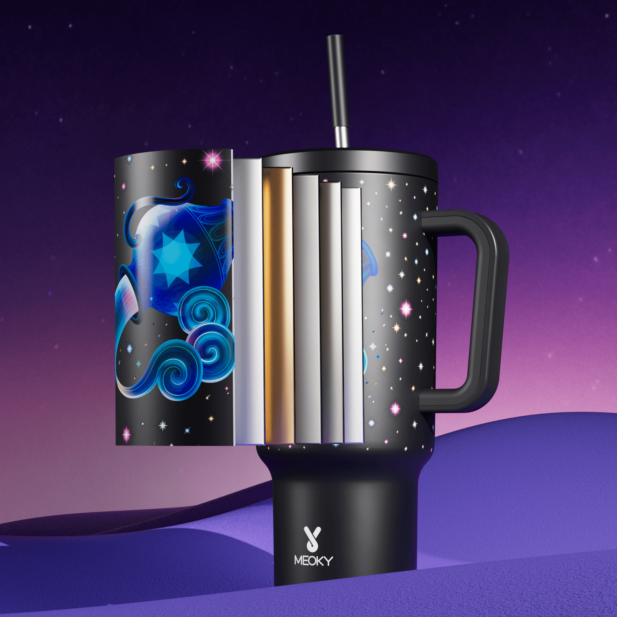 40oz Tumbler With Straw Zodiac Collection-AQUARIUS