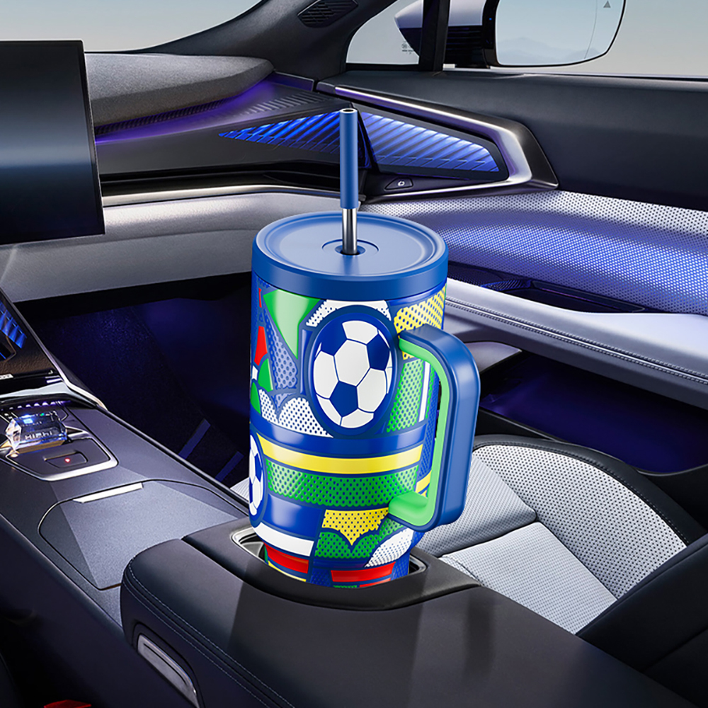 40oz Tumbler With Straw Football Collection-Blue Football