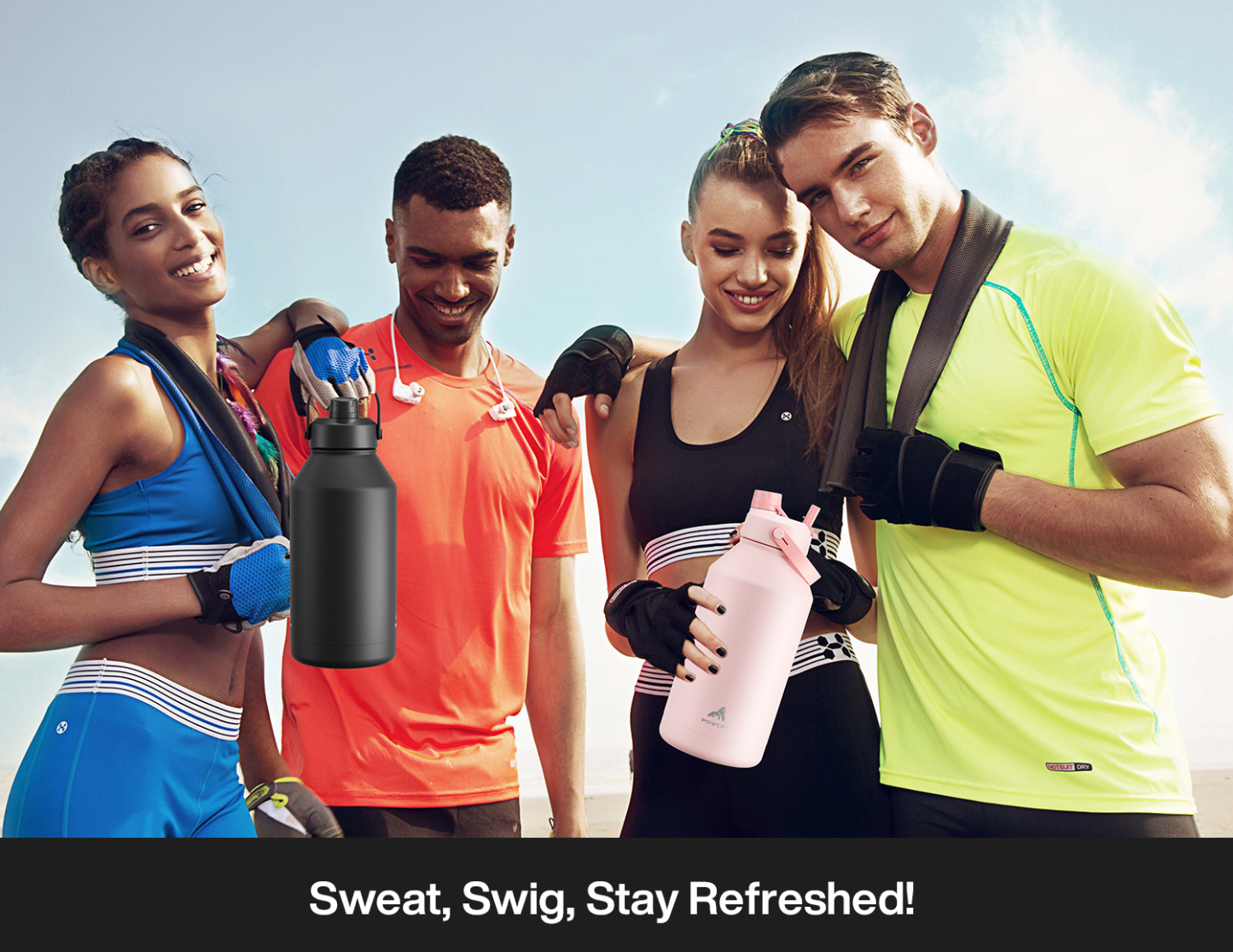 64 oz Insulated Water Bottle with 2-in-1 Straw and Spout Lid
