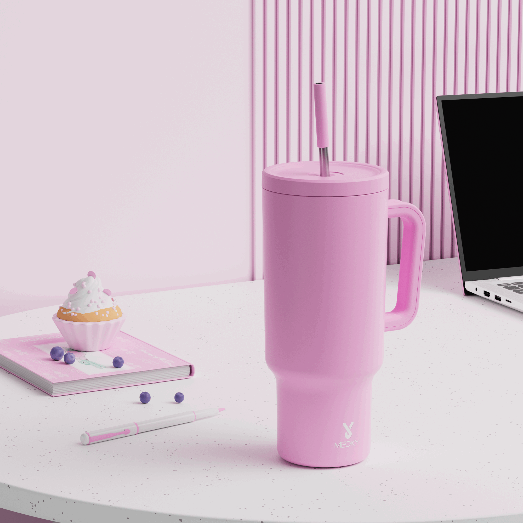 40oz Tumbler With Straw Monochrome Collection-Light Purple