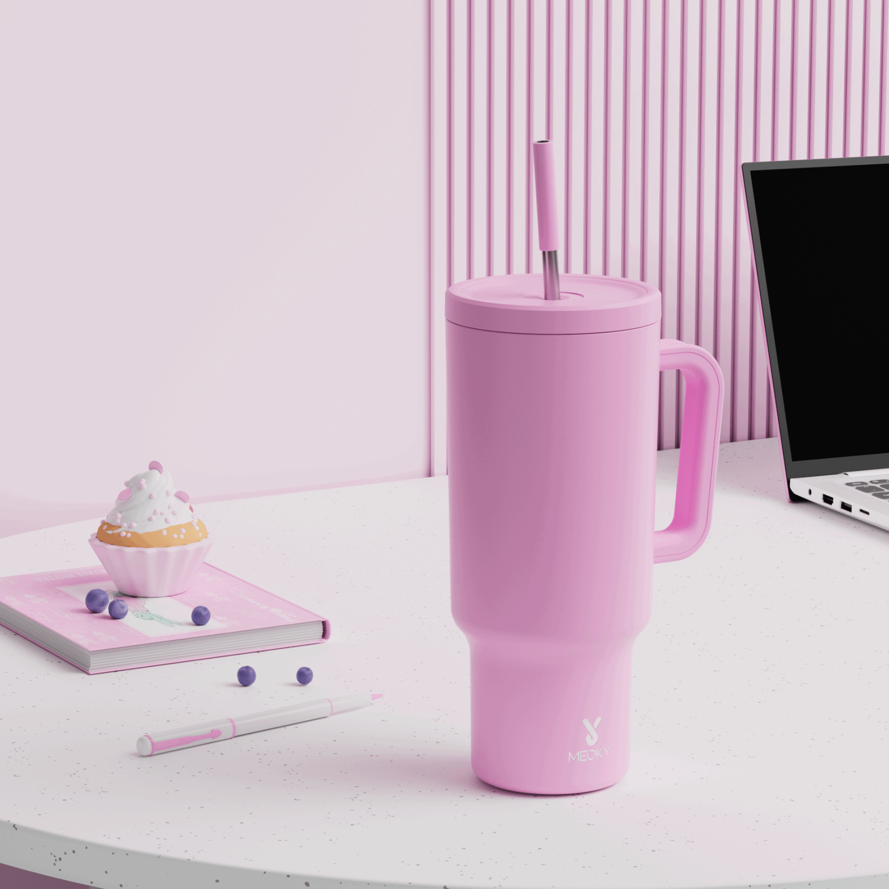 40oz Tumbler With Straw Monochrome Collection-Light Purple