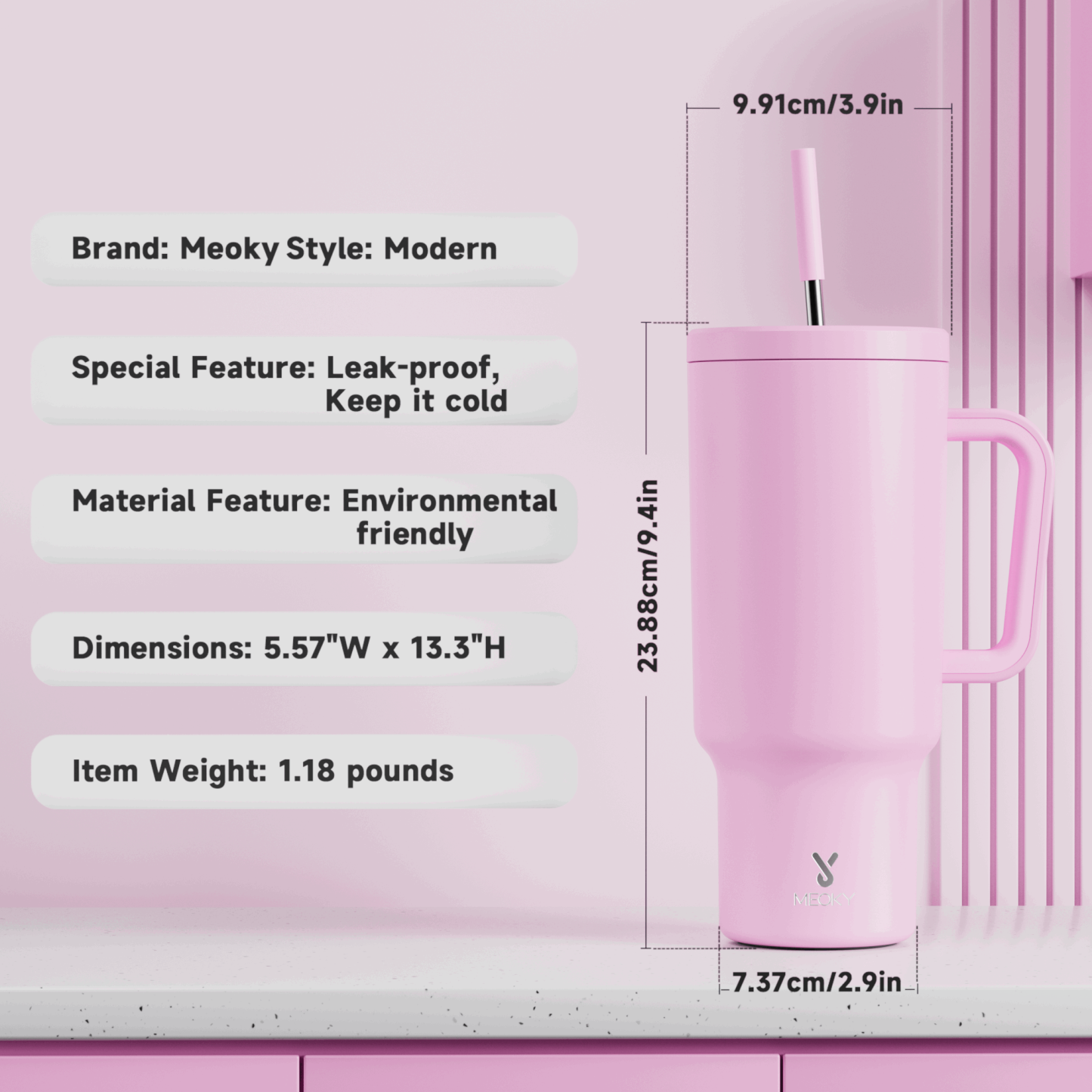 40oz Tumbler With Straw Monochrome Collection-Light Purple