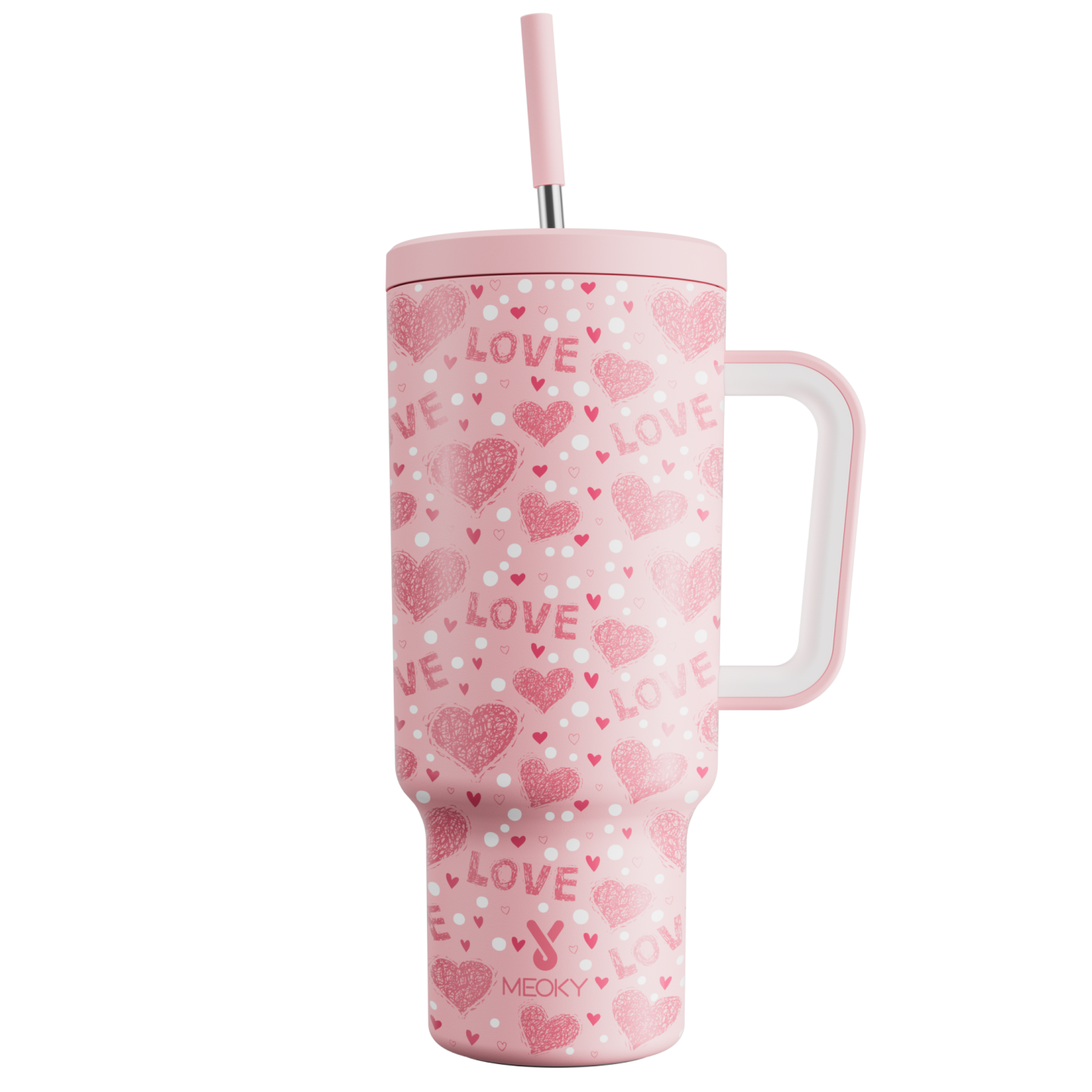 Heart Valentines - Customized 40oz Tumbler With Straw - Best Valentine's Day Gifts for Loved Ones