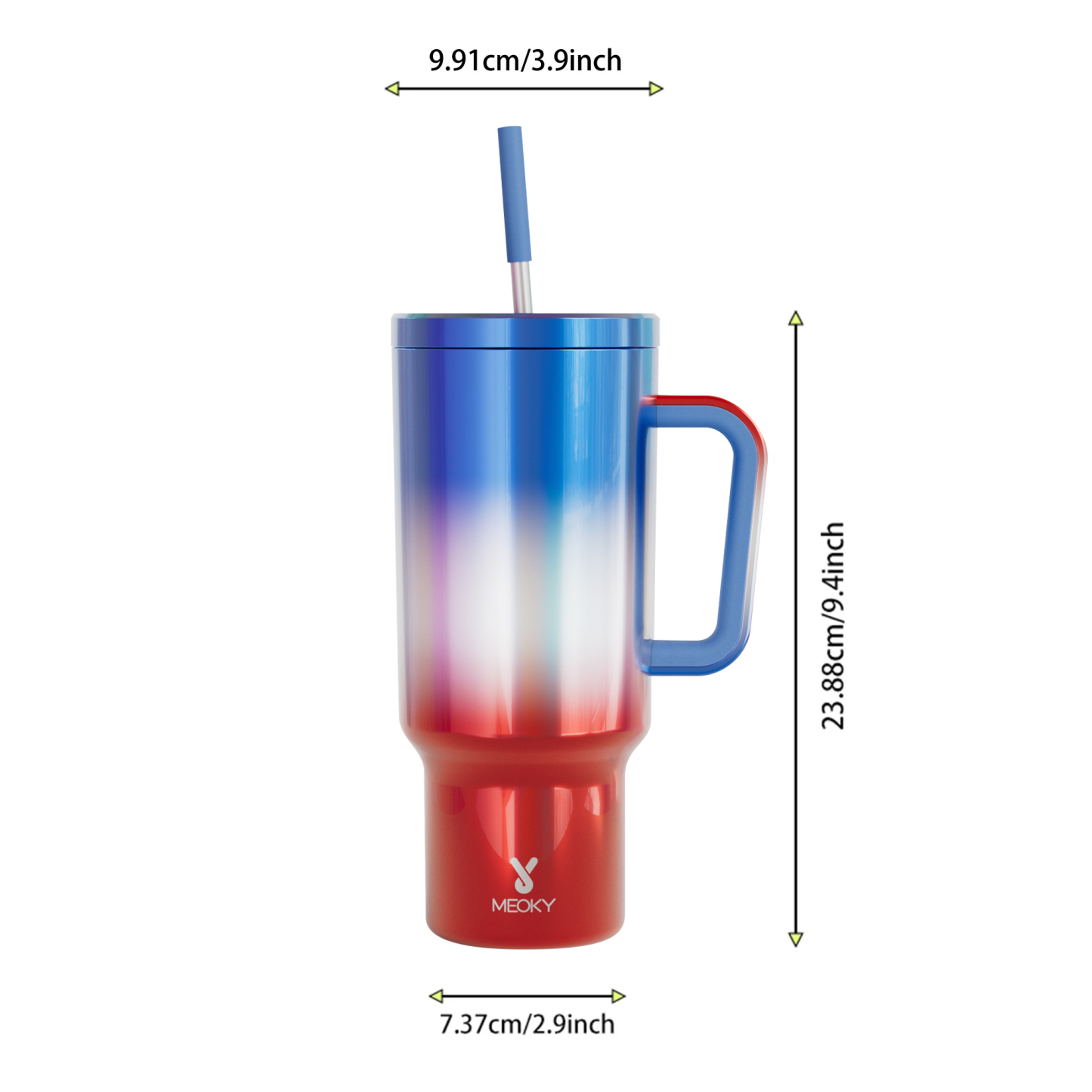 40oz Tumbler With Straw Mirrors Collection-Blue-Red