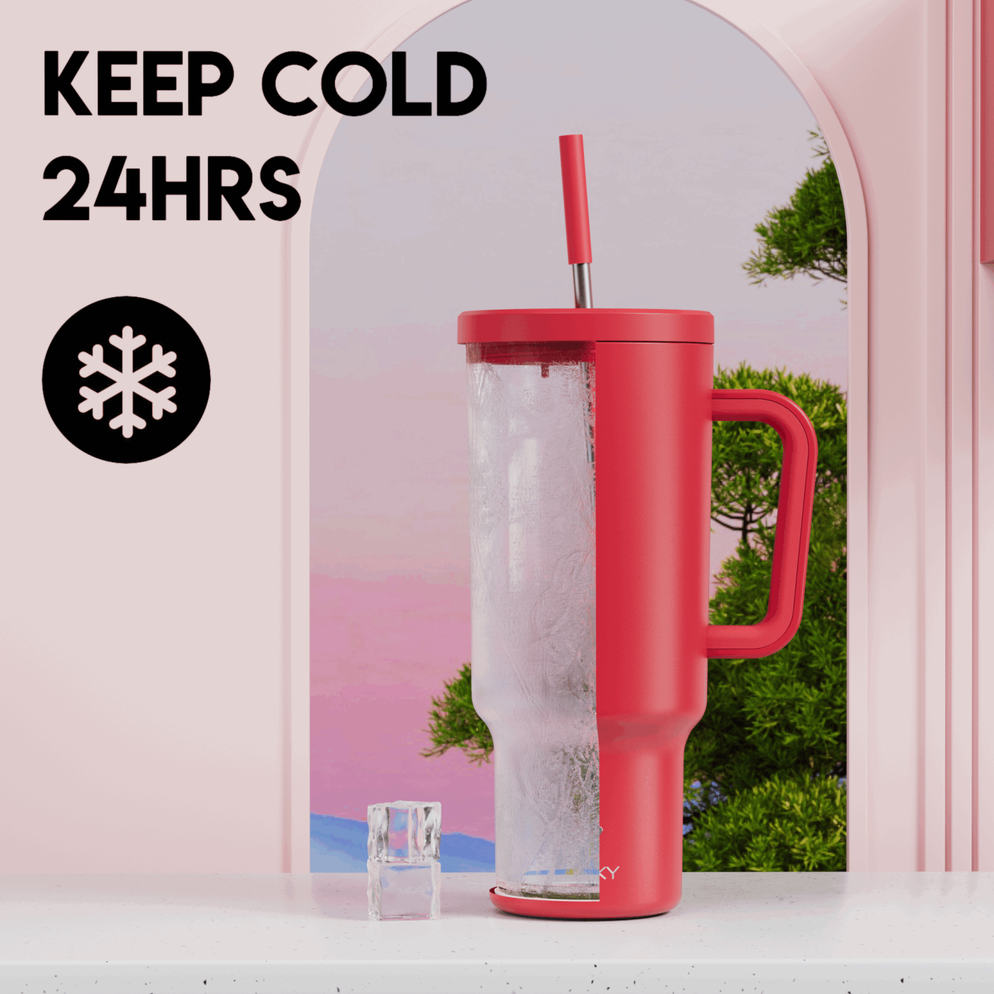 40oz Tumbler With Straw Monochrome Collection-Red
