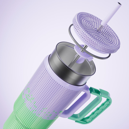 40oz Tumbler With Straw Bling Collection-Green Purple