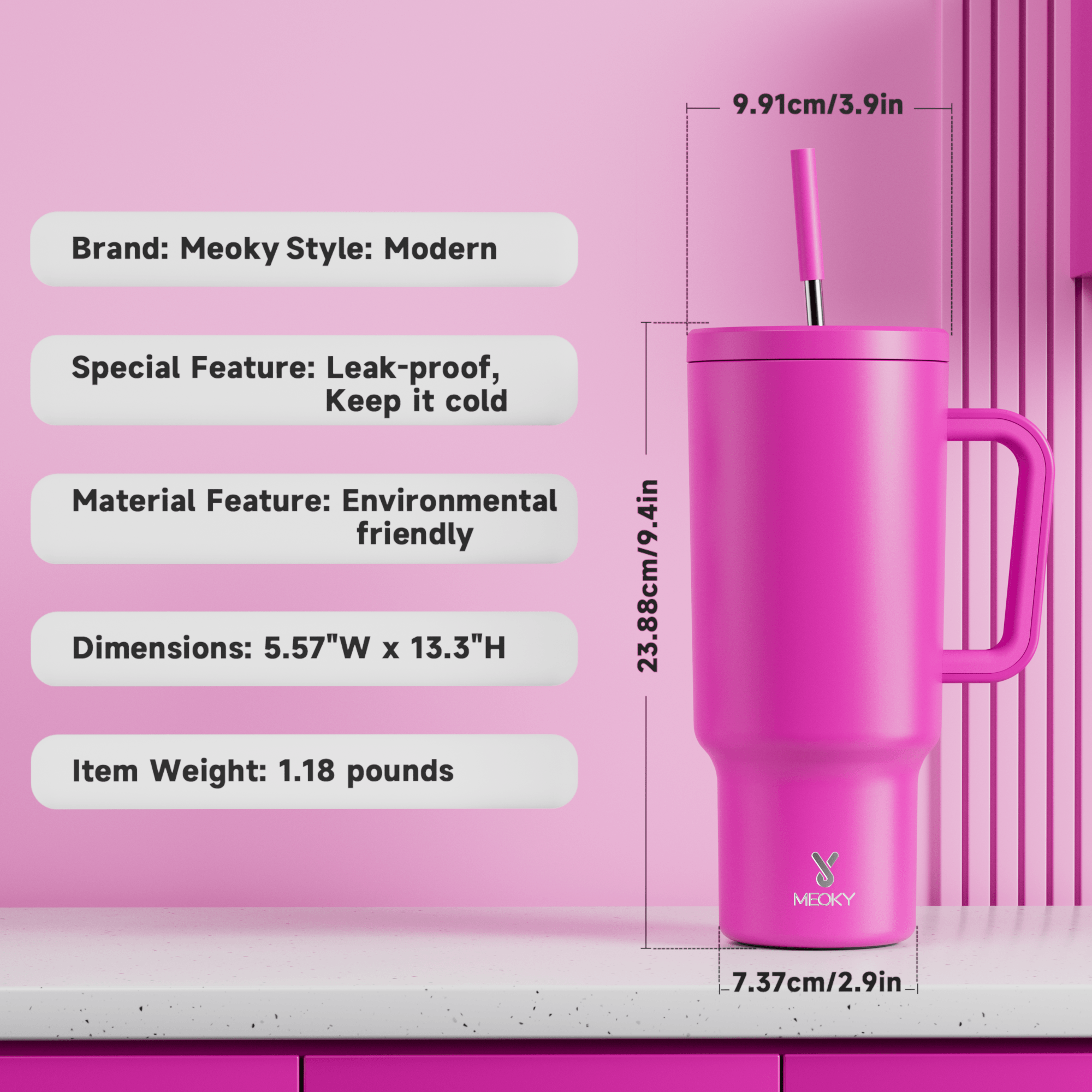 40oz Tumbler With Straw Ice Pattern