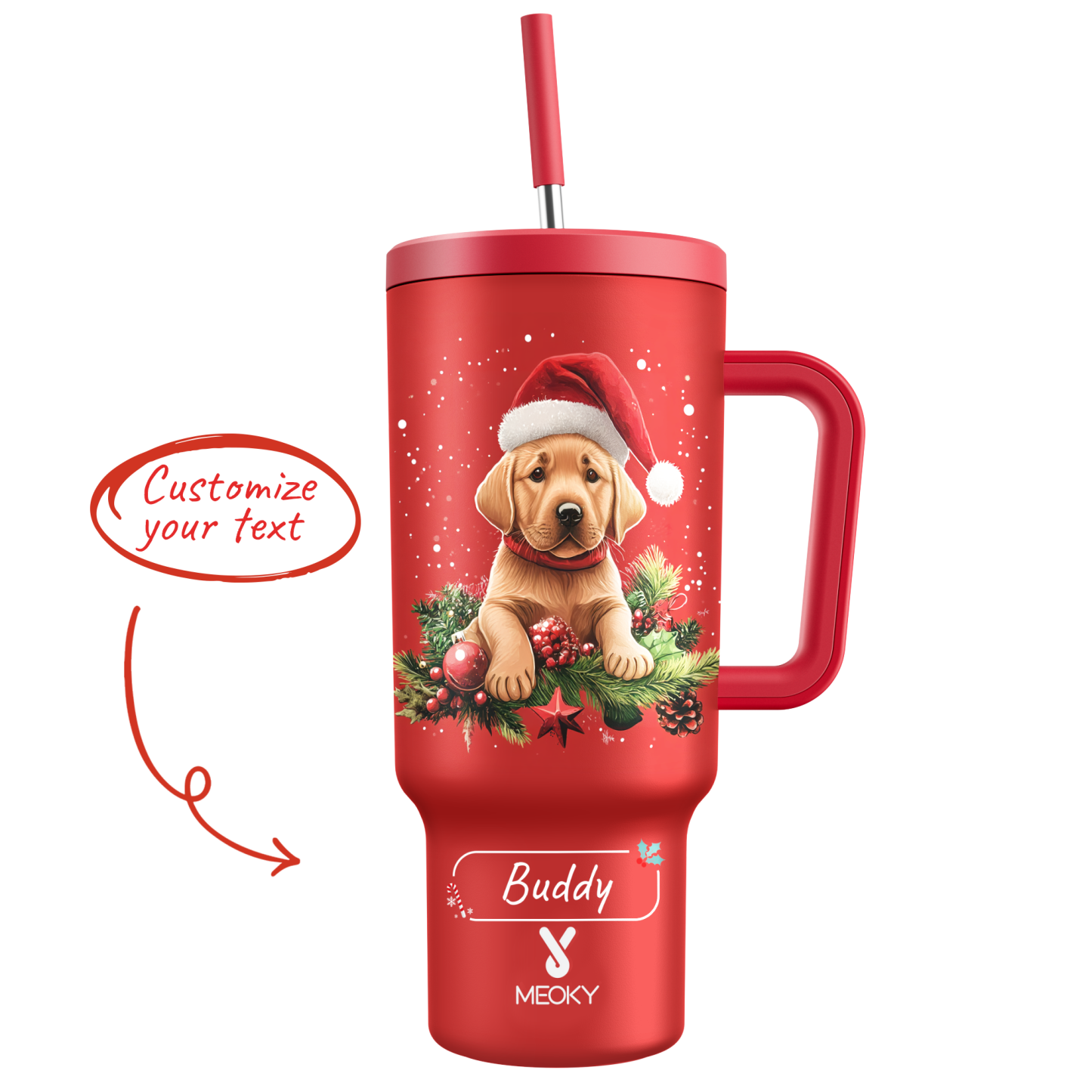 40oz Tumbler With Straw Customized - Merry Christmas! - Spend Christmas With Your Funny Dog!