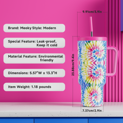 Tie-Dye - Customized 40oz Tumbler With Straw - The perfect gift for Loved ones, relatives, friends !