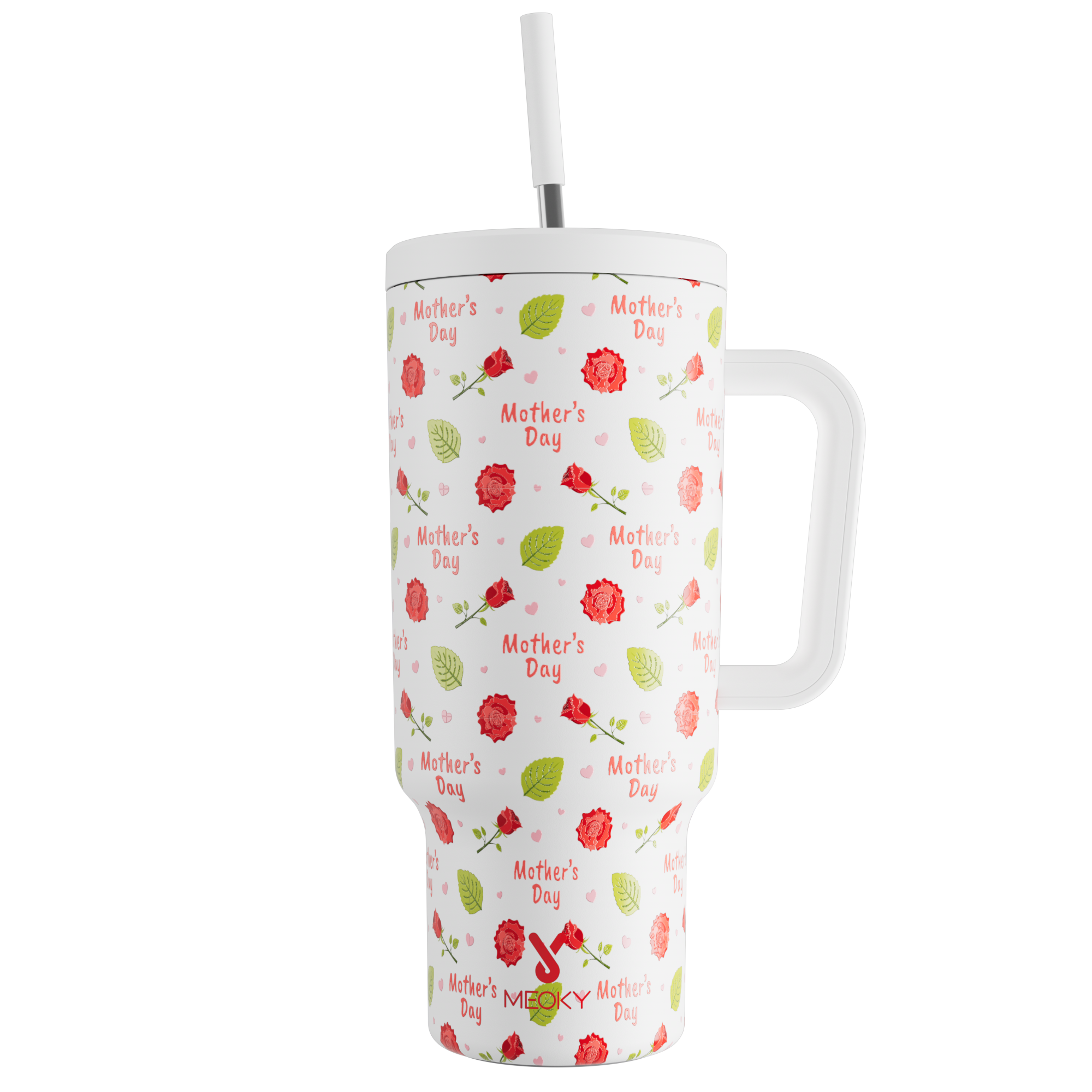 Mother's Day Edition - Customized 40oz Tumbler With Straw - Floral Tribute