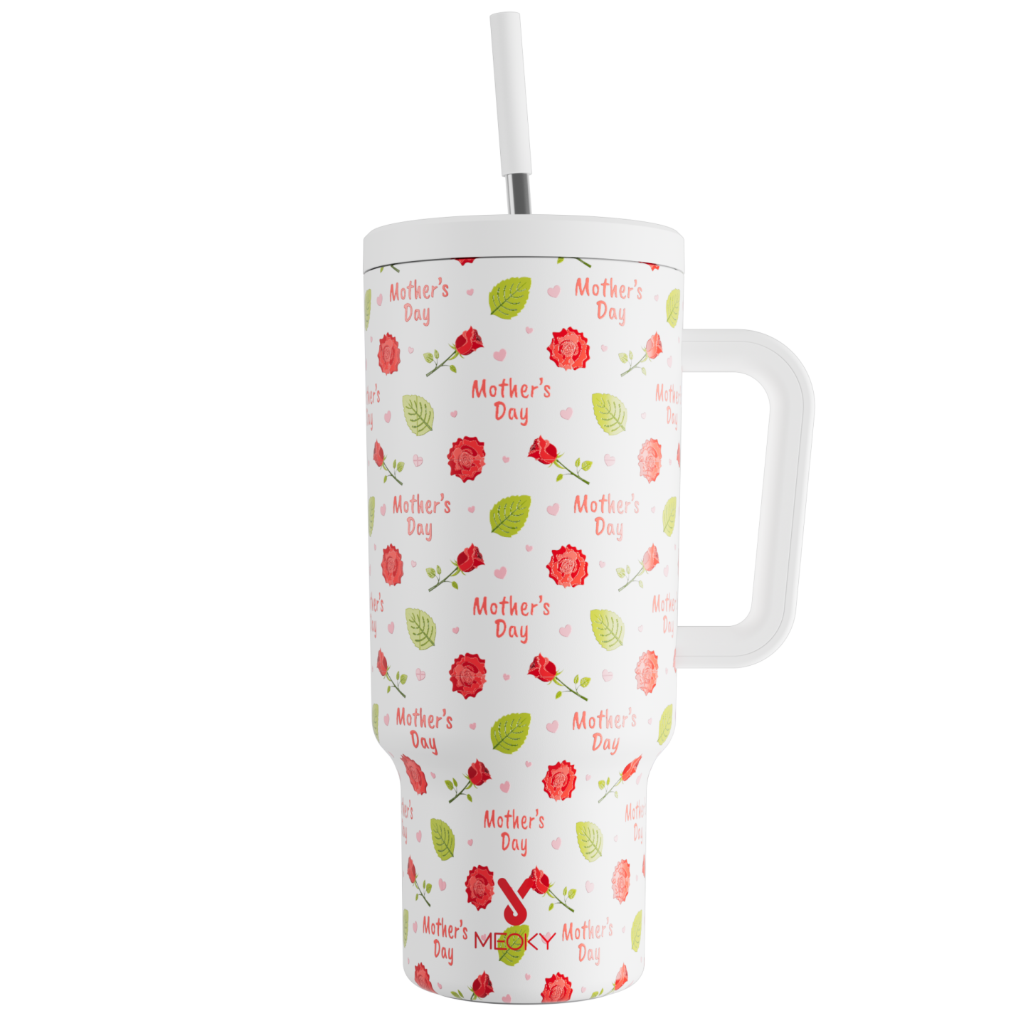 Mother's Day Edition - Customized 40oz Tumbler With Straw - Floral Tribute