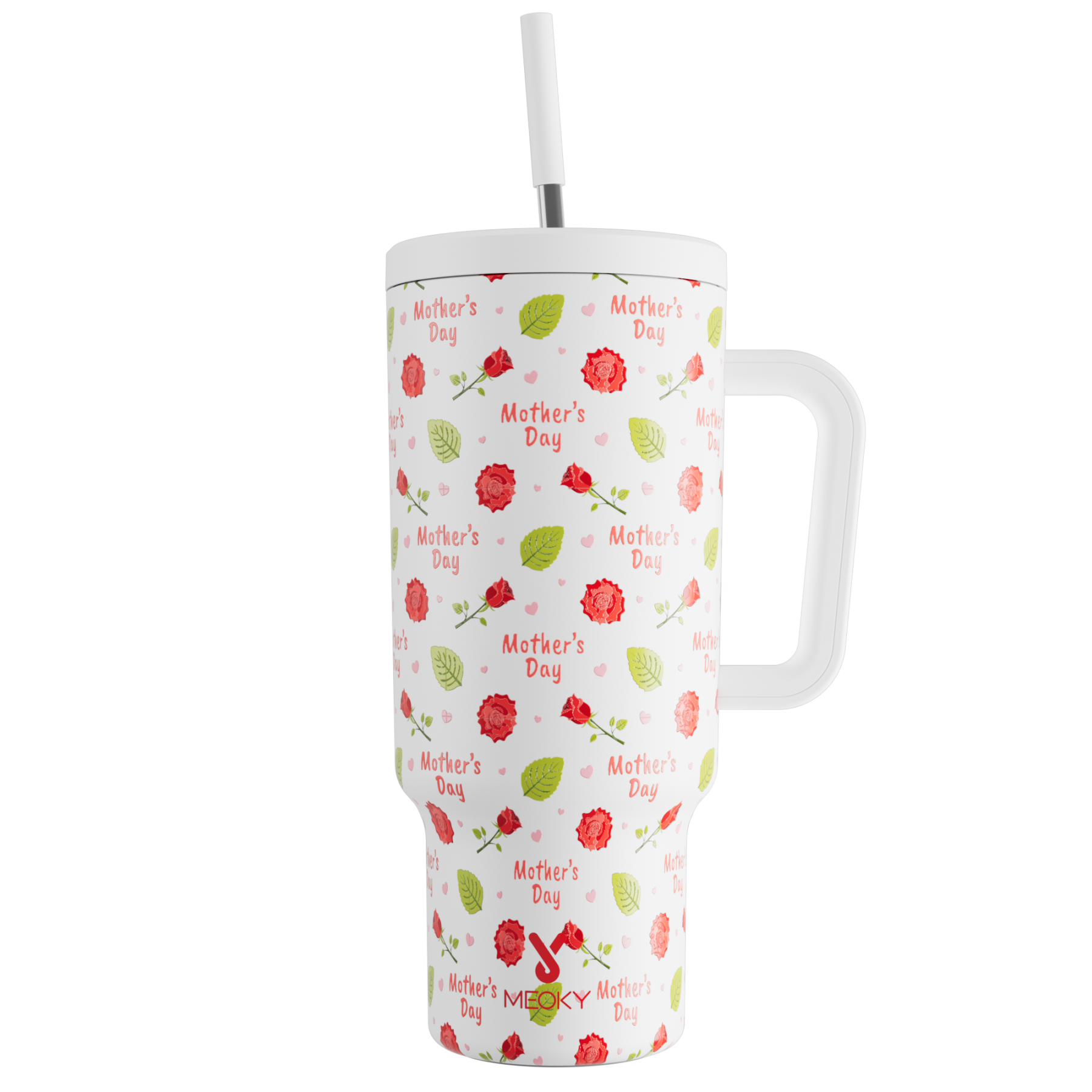 Mother's Day Edition - Customized 40oz Tumbler With Straw - Floral Tribute