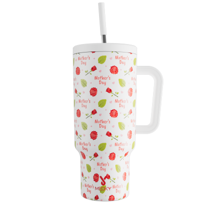 Mother's Day Edition - Customized 40oz Tumbler With Straw - Floral Tribute