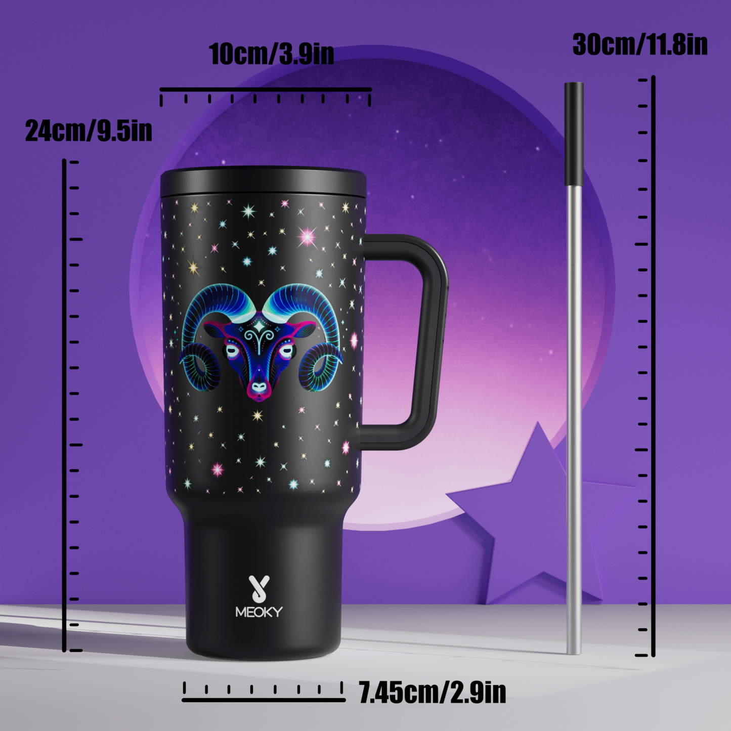 40oz Tumbler With Straw Zodiac Collection-ARIES