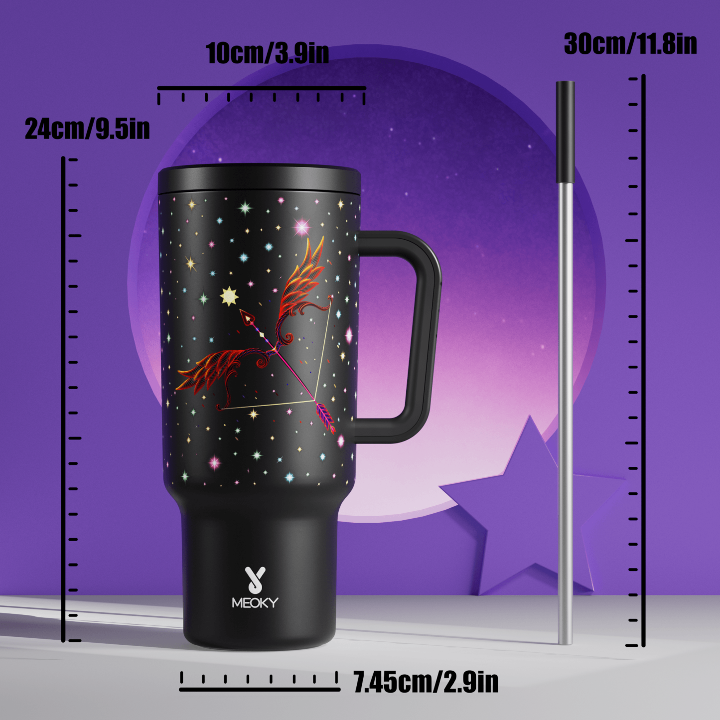 40oz Tumbler With Straw Zodiac Collection-SAGITTARIUS