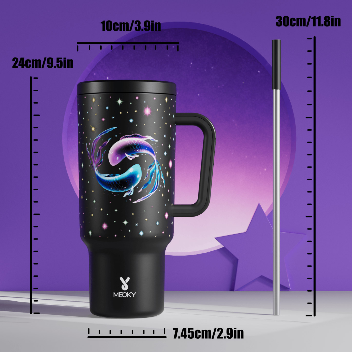 40oz Tumbler With Straw Zodiac Collection-PISCES