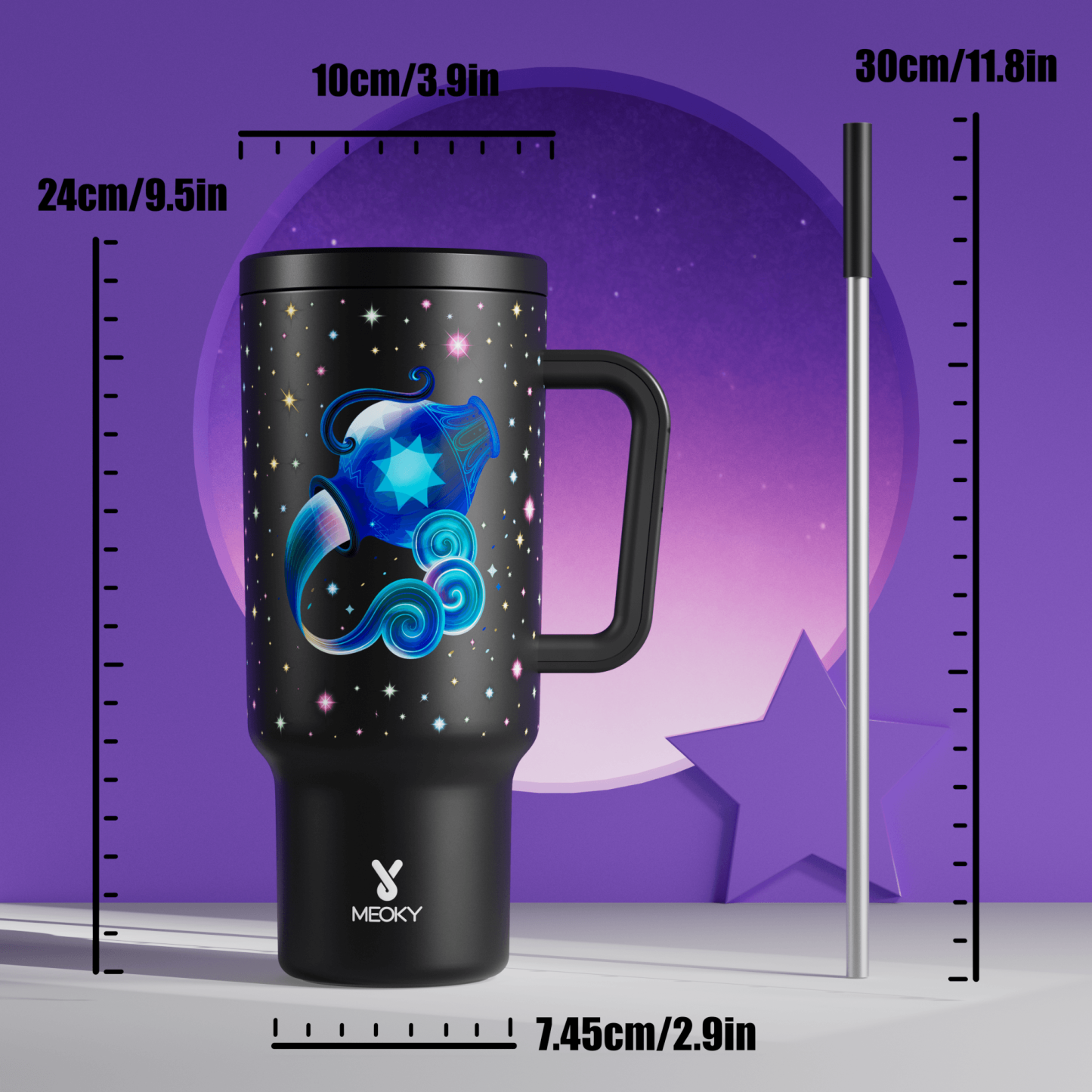 40oz Tumbler With Straw Zodiac Collection-AQUARIUS