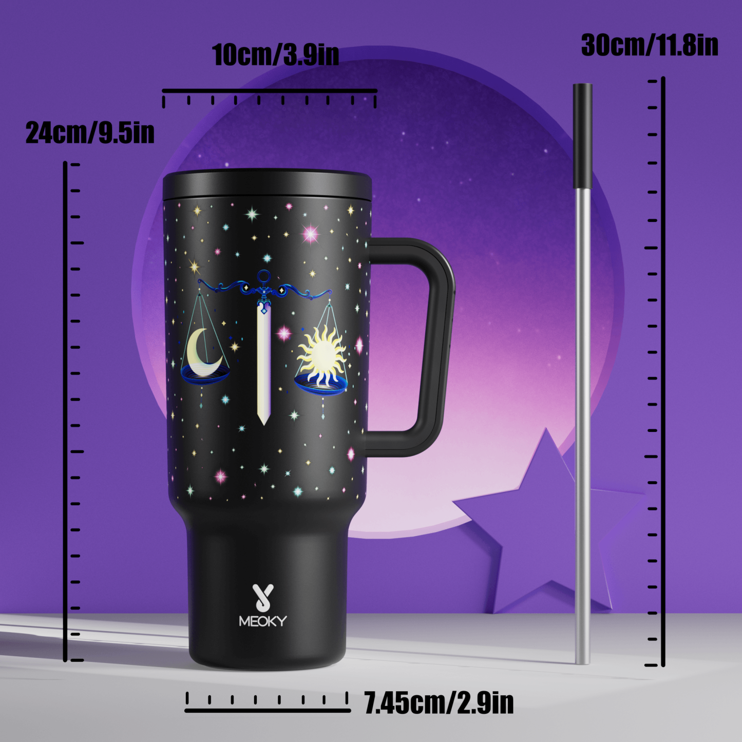 40oz Tumbler With Straw Zodiac Collection-LIBRA