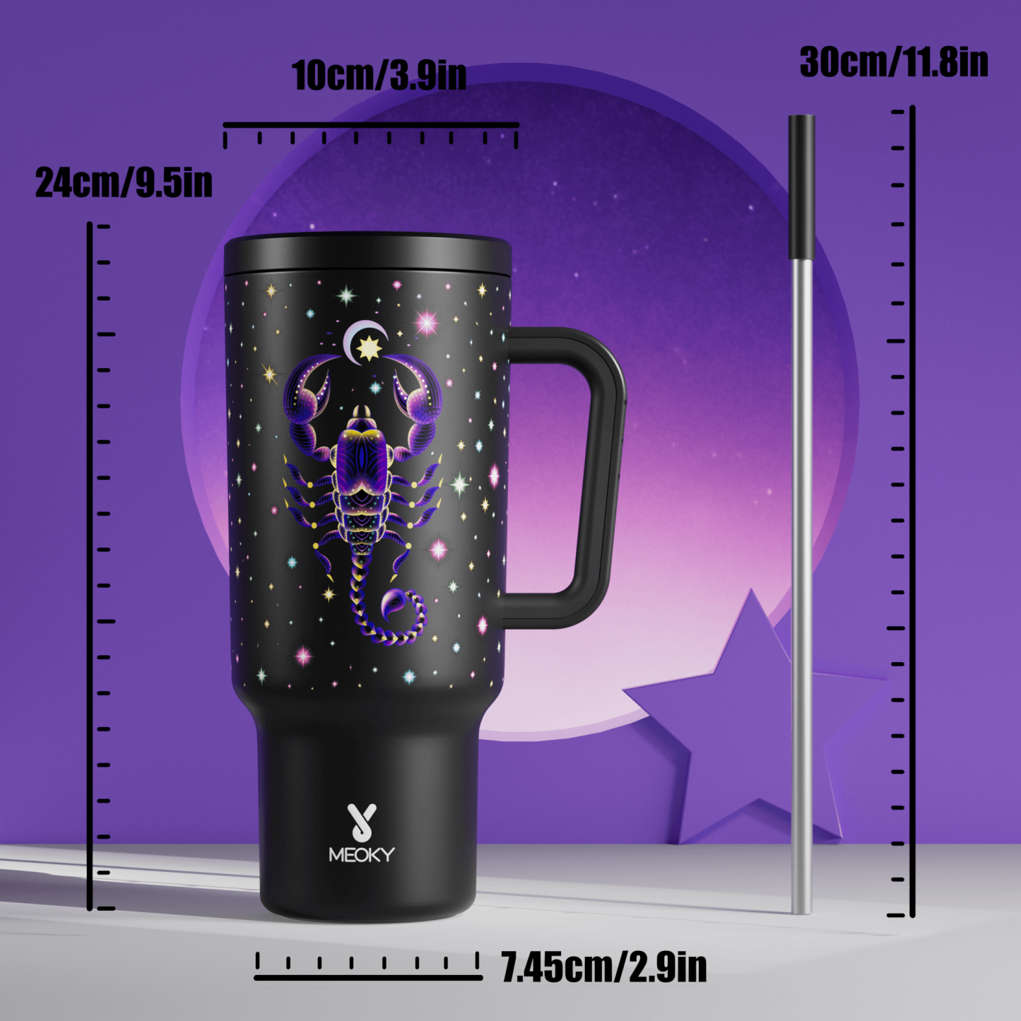 40oz Tumbler With Straw Zodiac Collection-SCORPIO