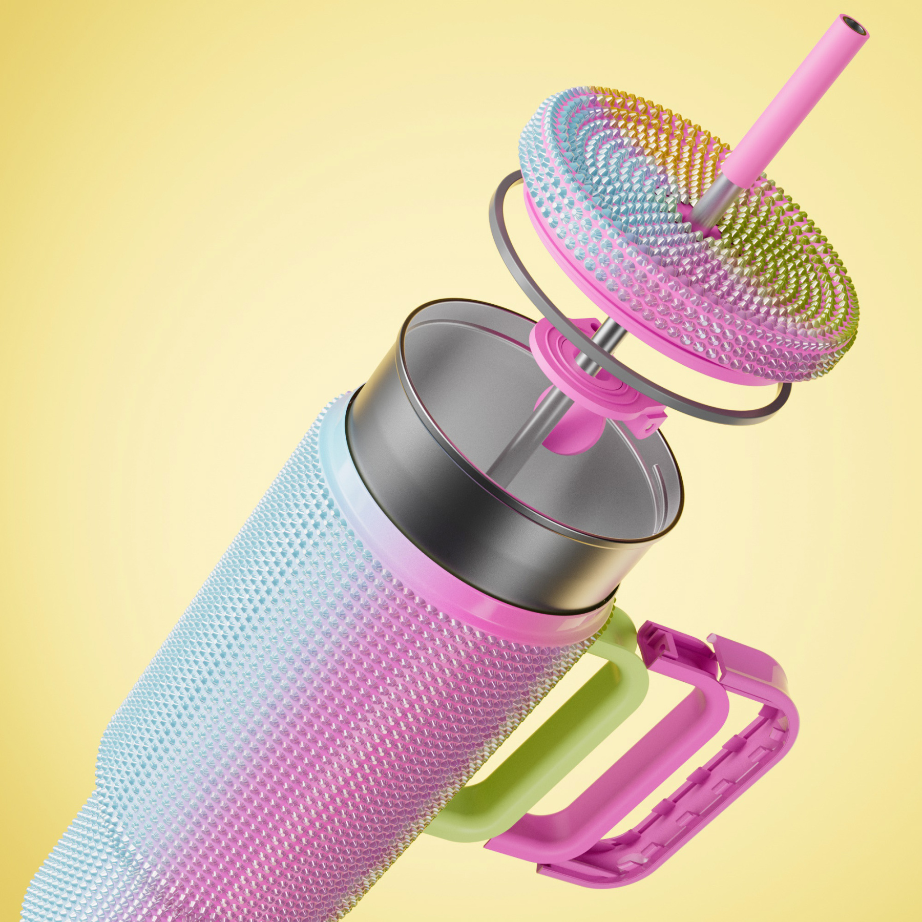 40oz Tumbler With Straw Bling Collection-Rainbow