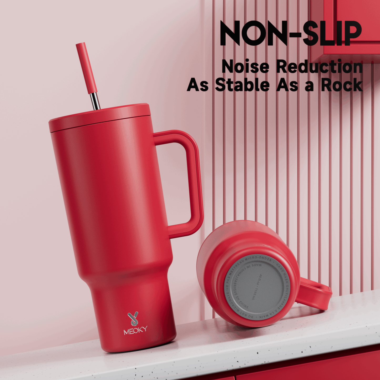 40oz Tumbler With Straw Monochrome Collection-Red