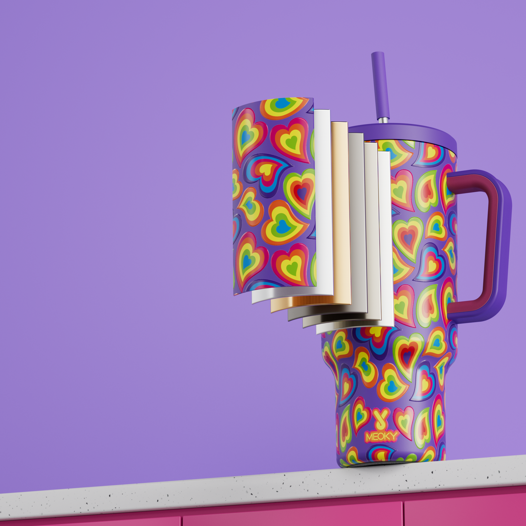 40oz Tumbler With Straw Valentine Collection-Purple Love
