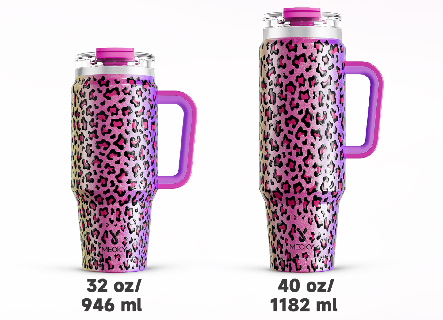 Meoky 32oz Tumbler With 2-in-1 Lid Animal Print Collection
