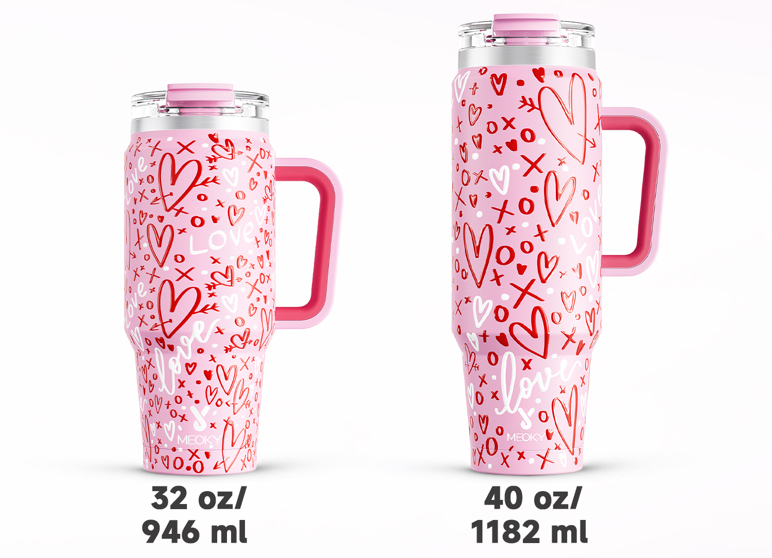 Meoky 32oz Tumbler With 2-in-1 Lid Valentine Collection