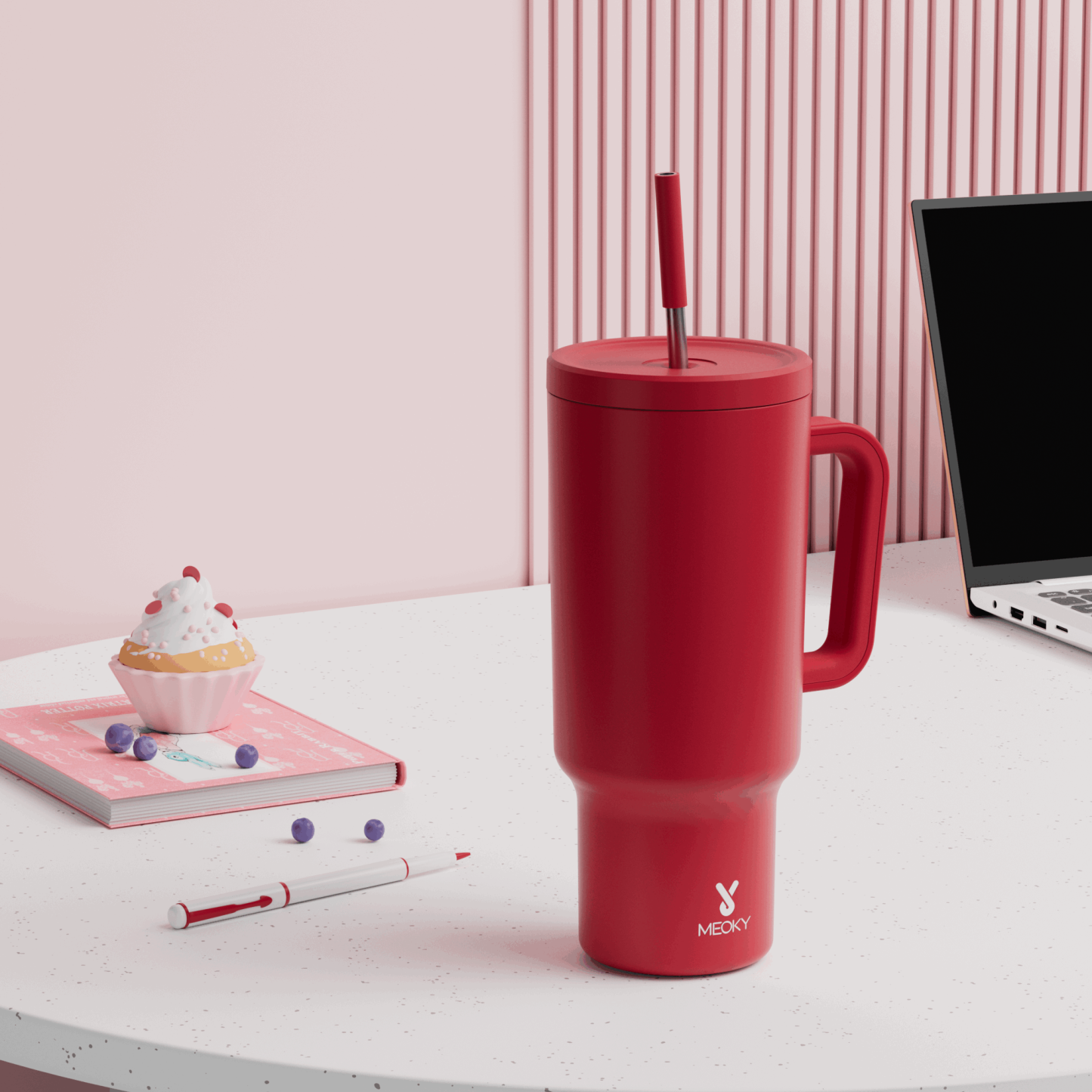 40oz Tumbler With Straw Monochrome Collection-Red