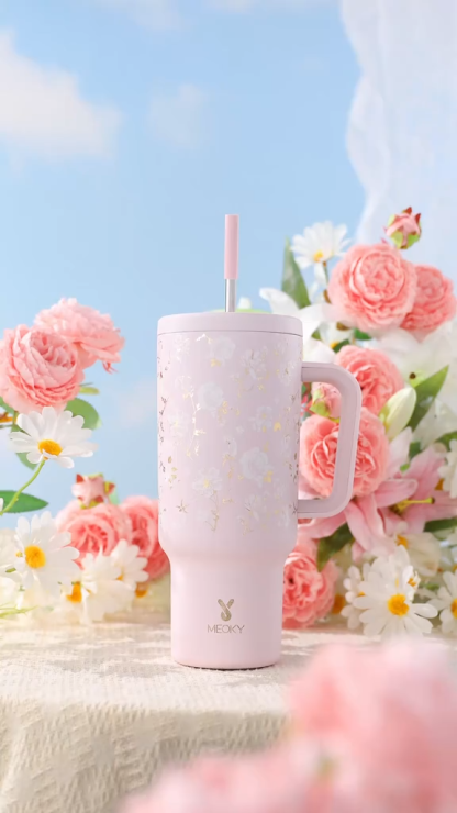 MEOKY 40oz Sunlight-Activated Color-Changing Floral Tumbler
