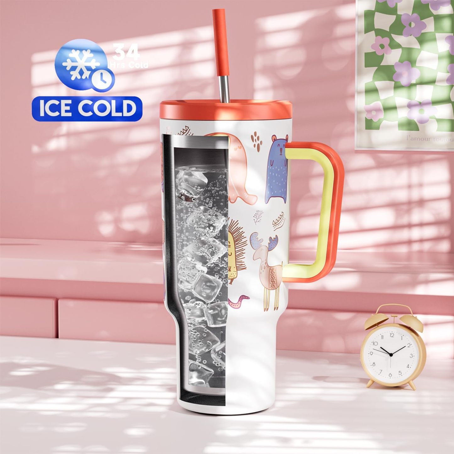 MEOKY 40oz White Glow-in-the-Dark Zoo Tumbler