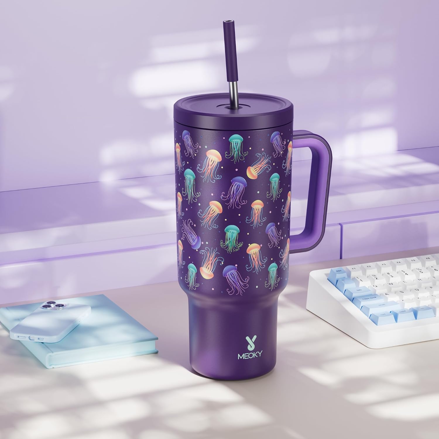MEOKY 40oz Glow-in-the-Dark Jellyfish Tumbler