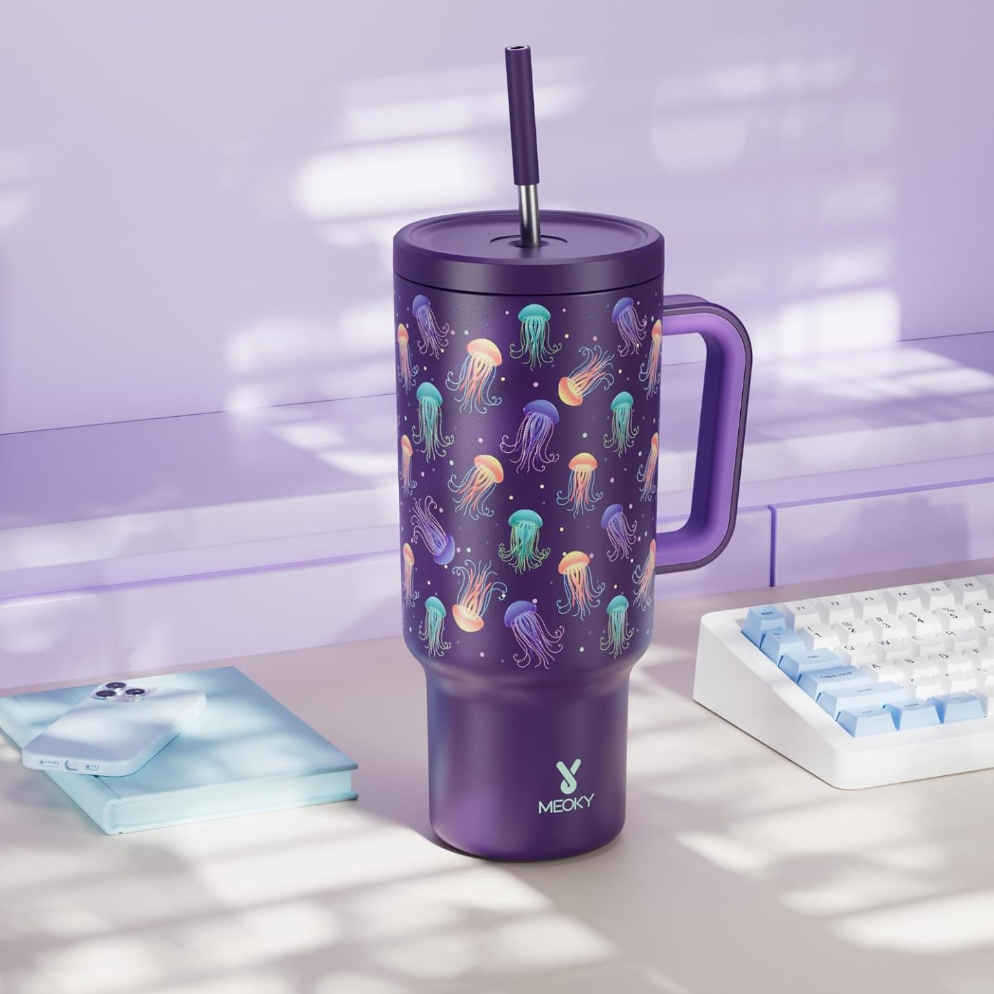 MEOKY 40oz Glow-in-the-Dark Jellyfish Tumbler