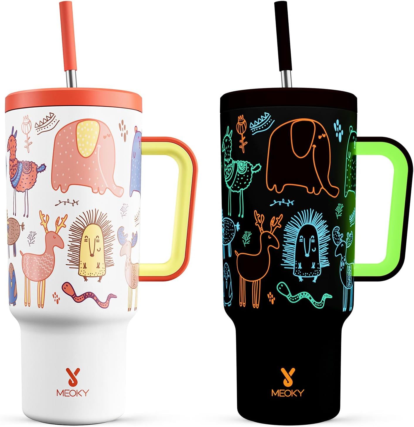 MEOKY 40oz White Glow-in-the-Dark Zoo Tumbler