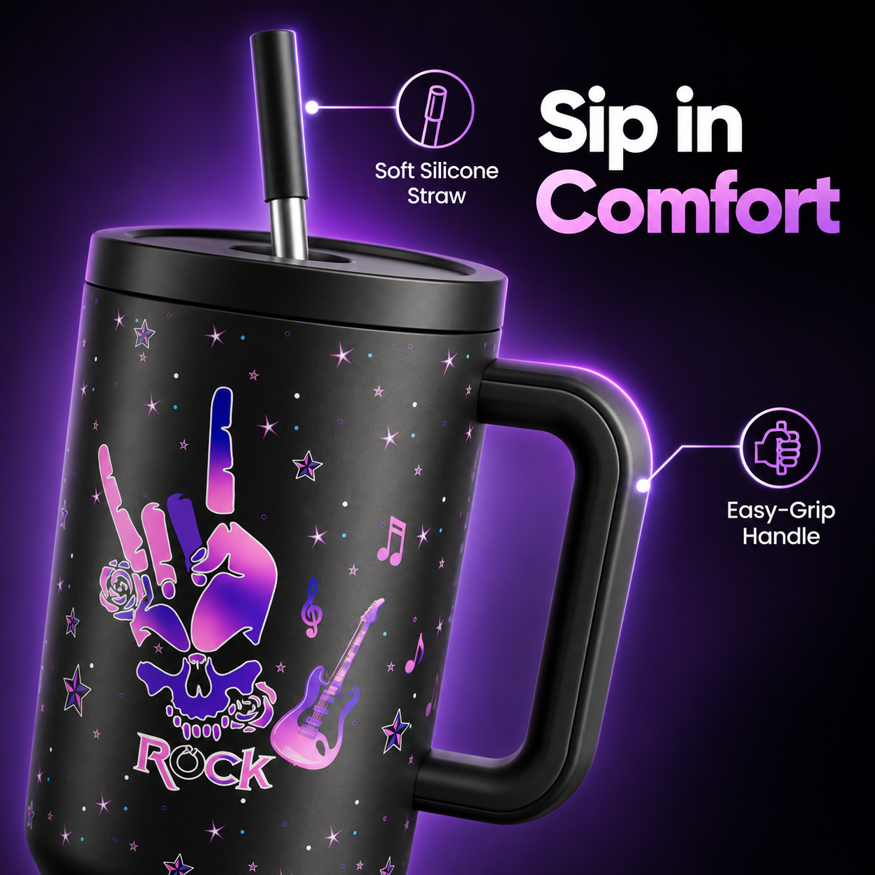 MEOKY 40oz Rock & Roll Tumbler