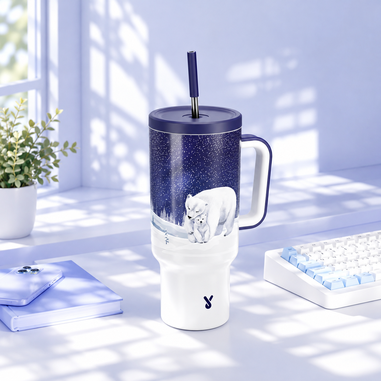 MEOKY 40oz Arctic Polar Bear Tumbler