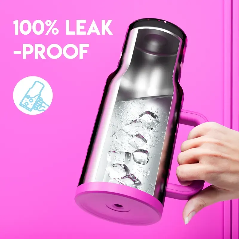 MEOKY 40oz Printed Stainless Steel Insulated Tumbler with Handle and Straw