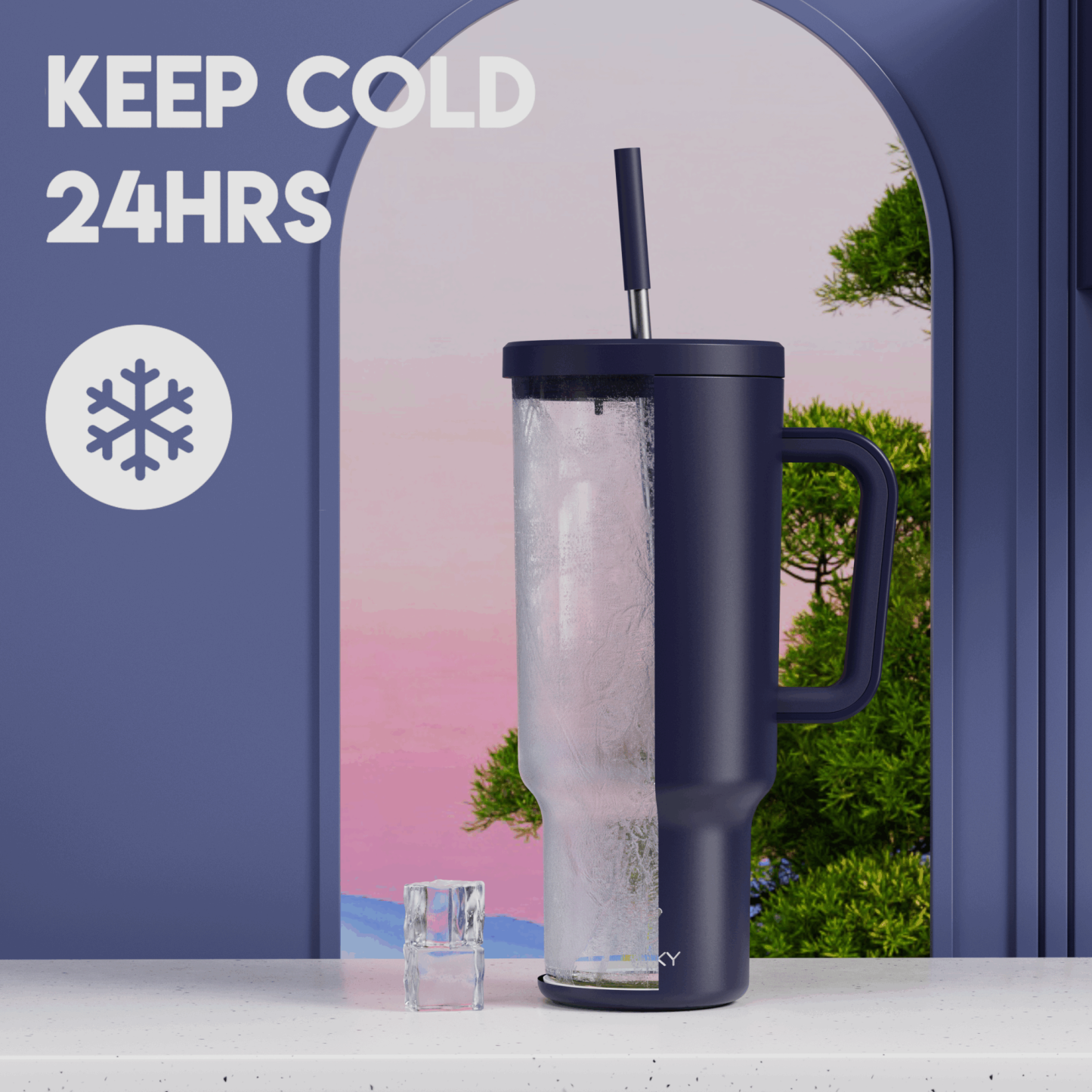 40oz Tumbler With Straw Monochrome Collection-Black Purple