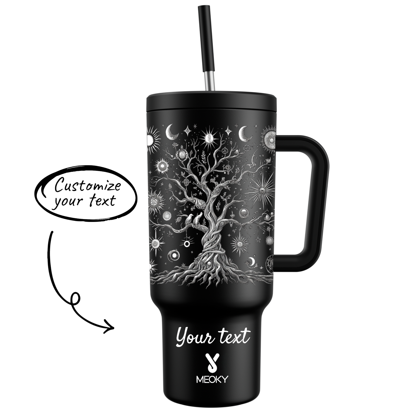 40oz Tumbler With Straw Customized - Tree of Life Collection - The perfect gift for Loved ones, relatives, friends !