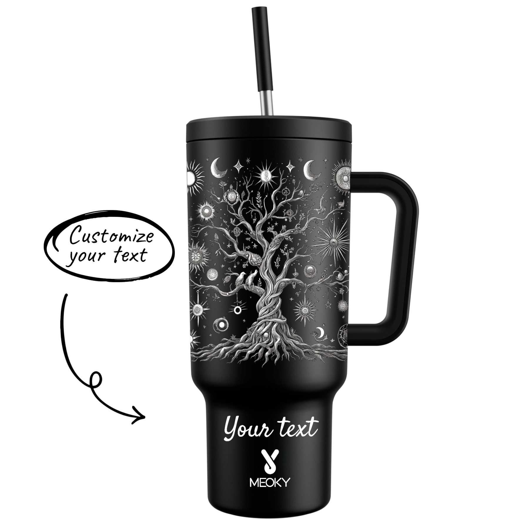 40oz Tumbler With Straw Customized - Tree of Life Collection - The perfect gift for Loved ones, relatives, friends !