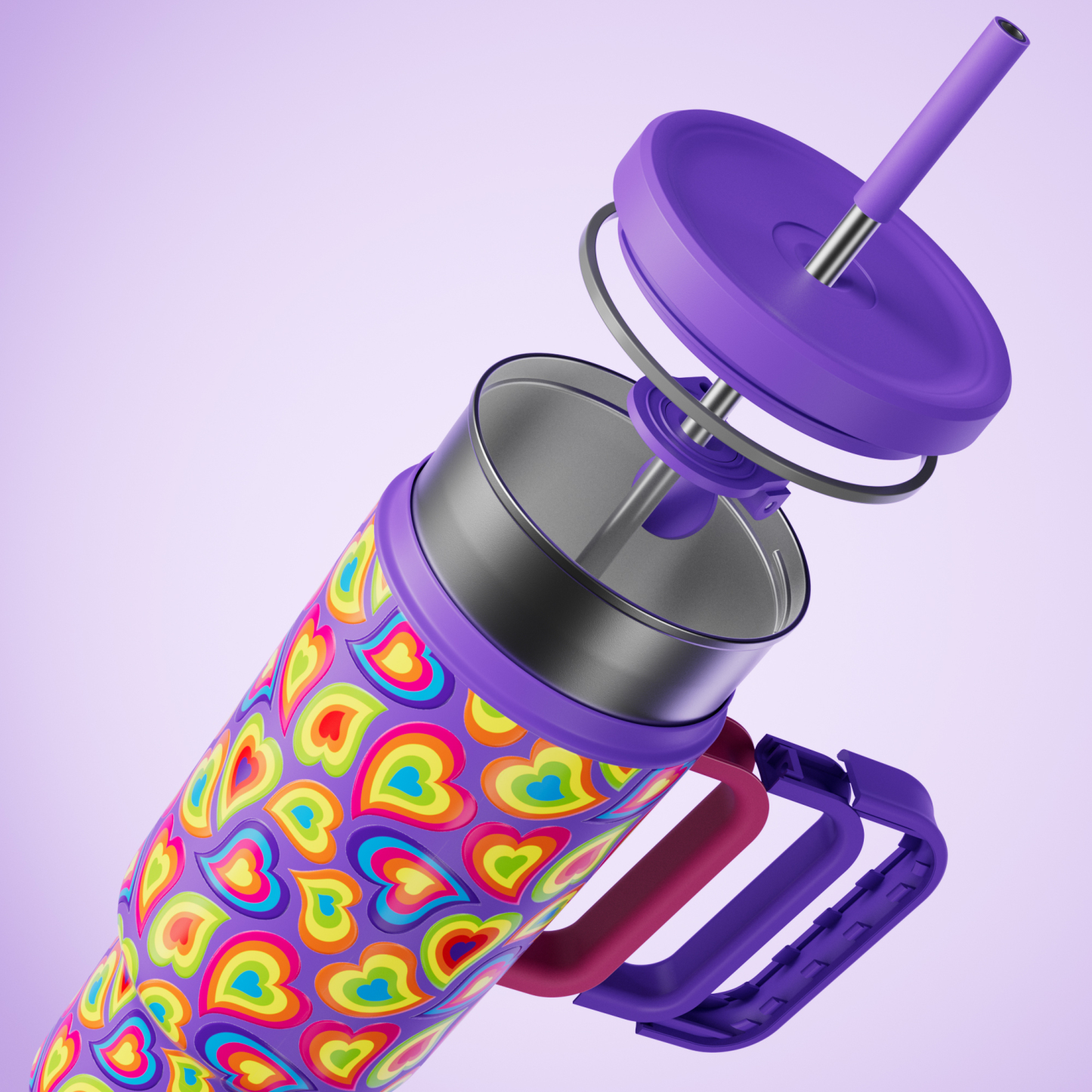 40oz Tumbler With Straw Valentine Collection-Purple Love