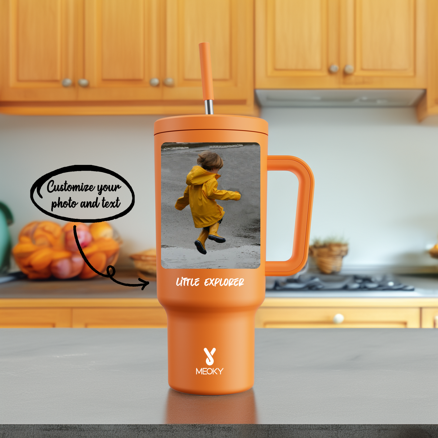 40oz Tumbler With Straw Customized - Memorable Photo and Text