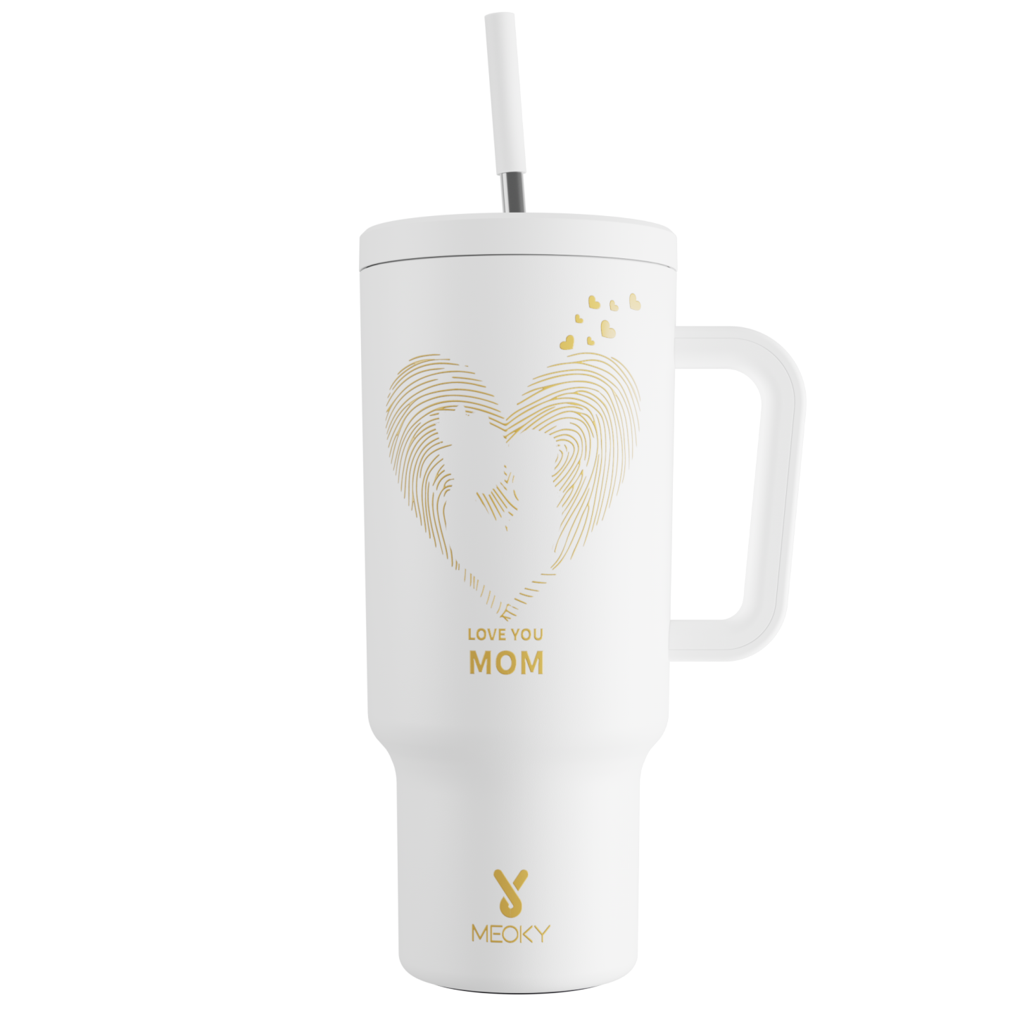 Mother's Day Edition - Customized 40oz Tumbler With Straw - Fingerprint of Love