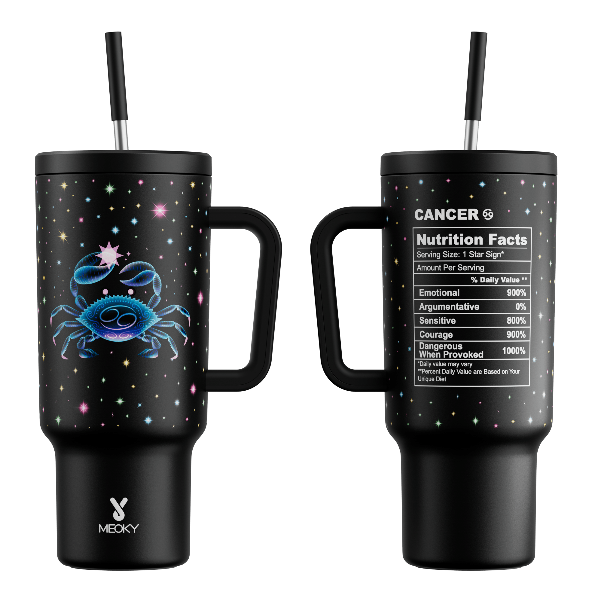 40oz Tumbler With Straw Zodiac Collection-CANCER