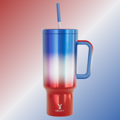 40oz Tumbler With Straw Mirrors Collection-Blue-Red