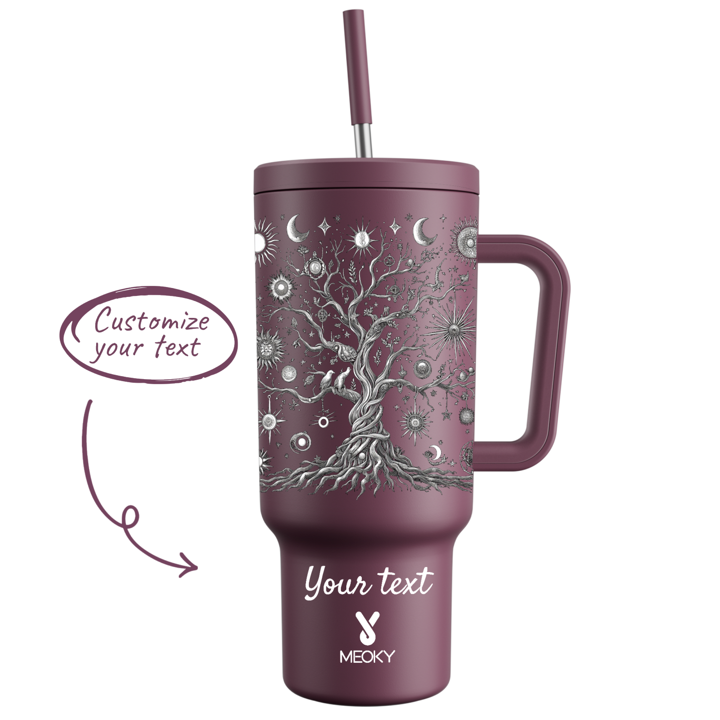 40oz Tumbler With Straw Customized - Tree of Life Collection - The perfect gift for Loved ones, relatives, friends !