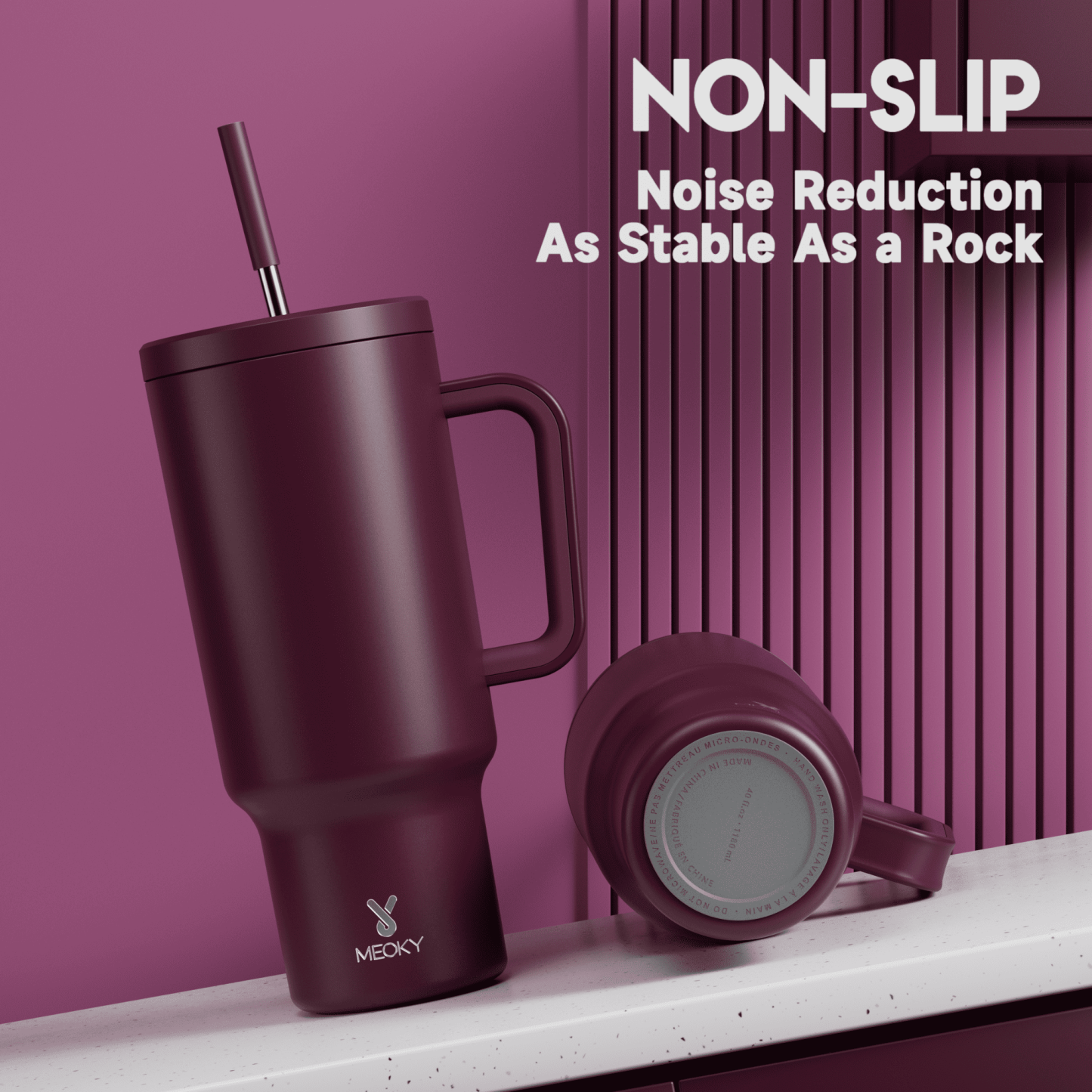 40oz Tumbler With Straw Monochrome Collection-Burgundy