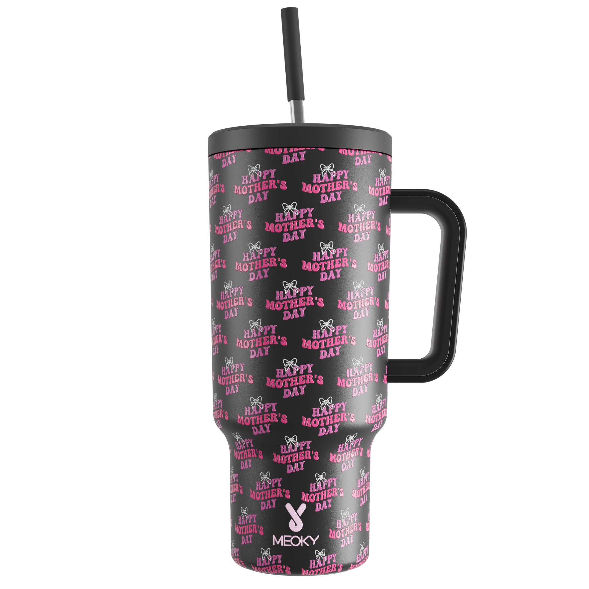Mother's Day Edition - Customized 40oz Tumbler With Straw - Bow Bliss